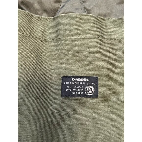 Diesel Men Olive Green Quilted Liner Bomber Snap Button Jacket Size Large L EUC - Picture 2 of 9